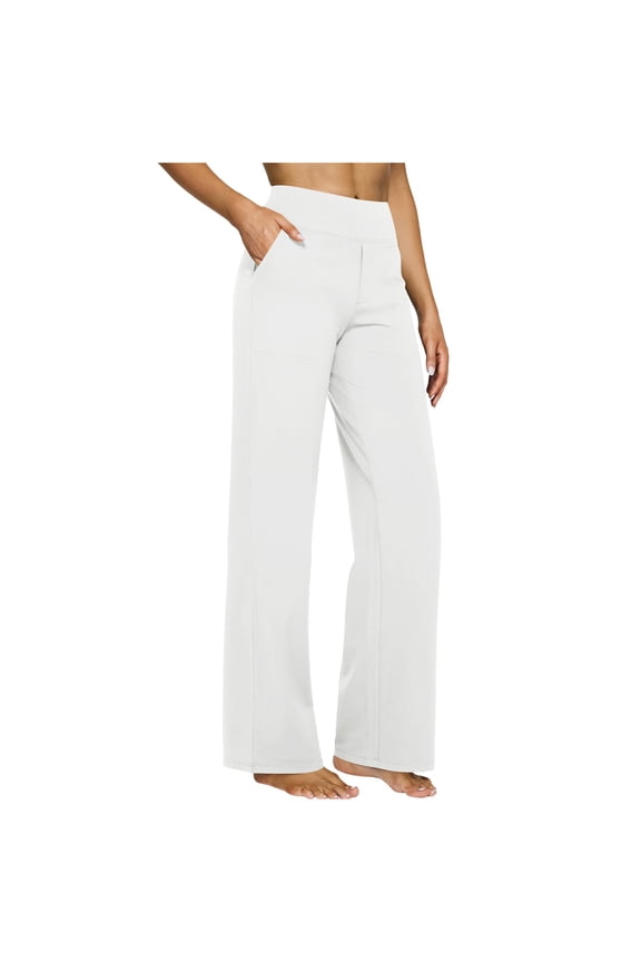 Yoga Pants with Pockets for Women Wide Leg Dress Pants High Waist Stretch Casual Work Slacks