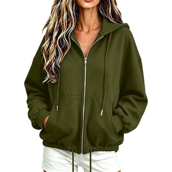 BUIGTTKLOP Zip Up Hoodie Women Casual Oversized Sweatshirt Lightweight Jacket Womens Zip Up Hoodies Long Sleeve Hooded Sweatshirt Women Fashion Zipper Fall Jackets With Pocket