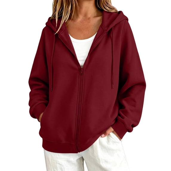BUIGTTKLOP Zip up Hoodies for Women Fall Winter Casual Sweatshirts Zipper Lightweight Cute Jackets with Pockets