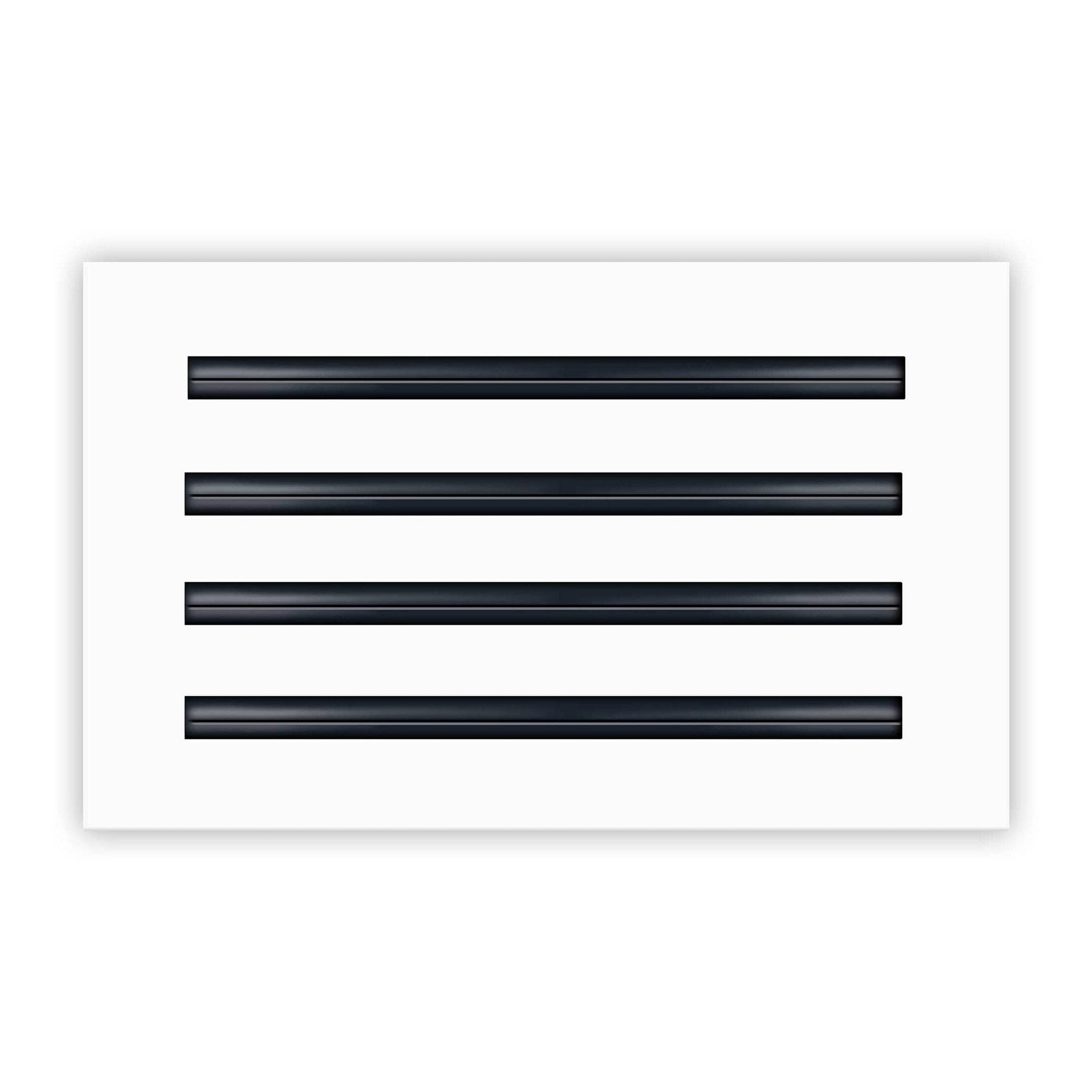 12x8 Modern White Aluminum AC Vent Cover with Black Slots