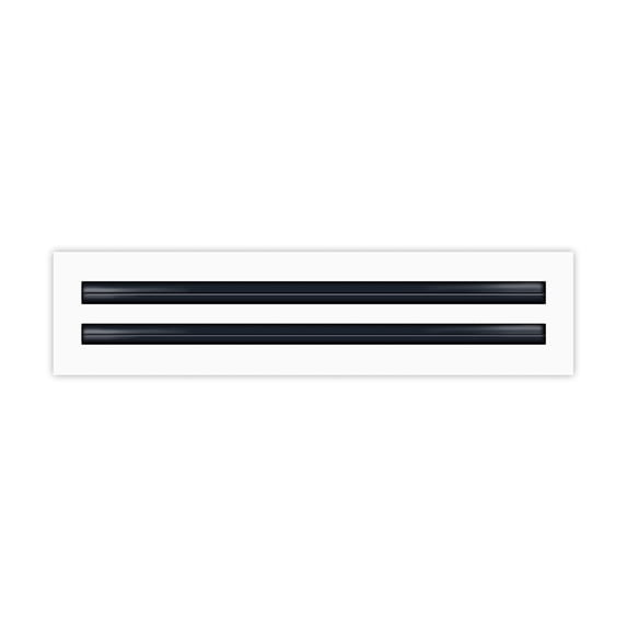 BUILDMART - 18" Linear Slot Diffuser - (2 Slot) Double Slot - White Decorative Aluminum Air Vent - Heating and Cooling Modern AC Vent Cover for Ceiling, Walls & Floors - Texas Buildmart
