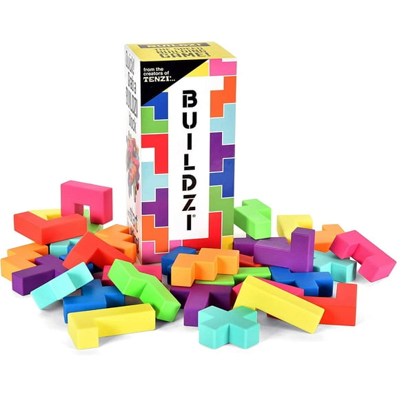 BUILDZI by TENZI - The Fast Stacking Building Block Game for The Whole Family - 2 to 4 Players Ages 6 to 96 - Plus Fun Party Games for up to 8 Players