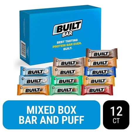BUILT Bar Protein Bar, Gluten Free, Low Sugar, Variety Pack, 12 Bar Box