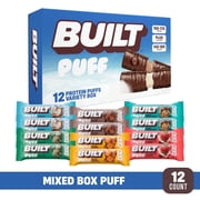 BUILT Bar Puff Protein Snack Bars, Protein Variety Pack, Breakfast Bars & Snacks - 12 Pack