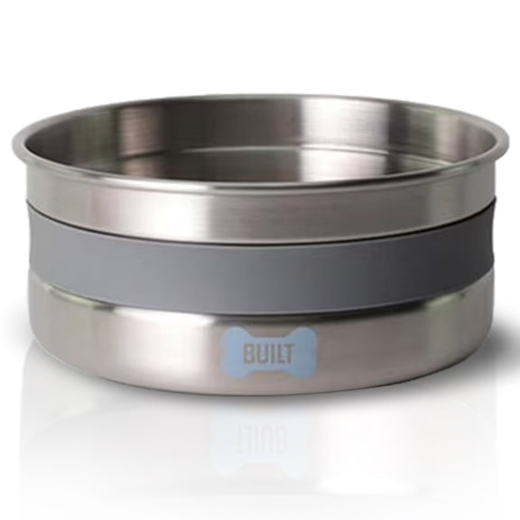 BUILT Dog Bowl - 64 Oz Stainless Steel Pet Bowl with Soft Grip & Non-Slip Base - Double Wall 18/8 Steel Food & Water Dish for Dogs & Cats, Durable, Easy to Clean & Ideal for Daily Feeding