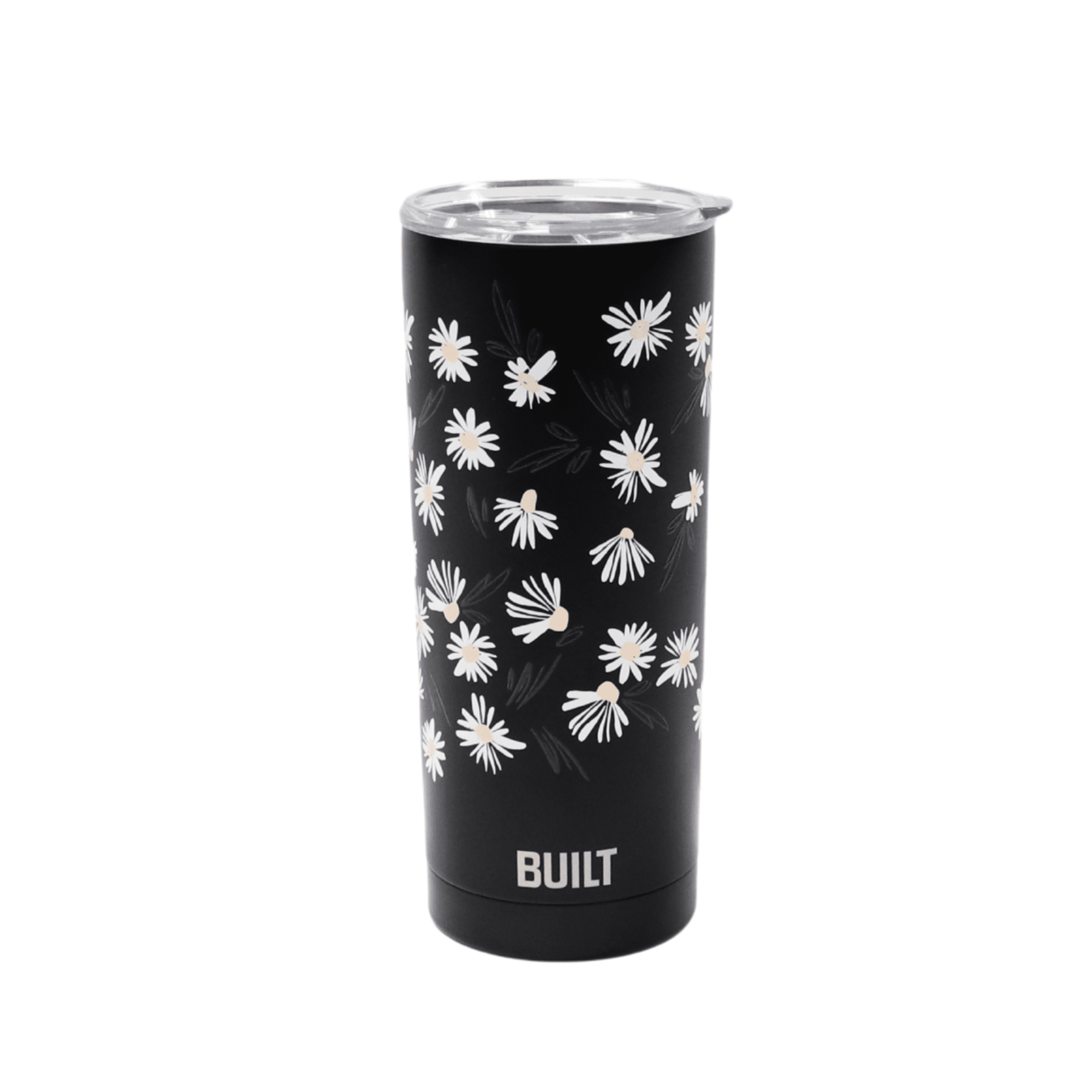 BUILT Double Wall Stainless Steel 20 oz Tumbler Black with White Floral