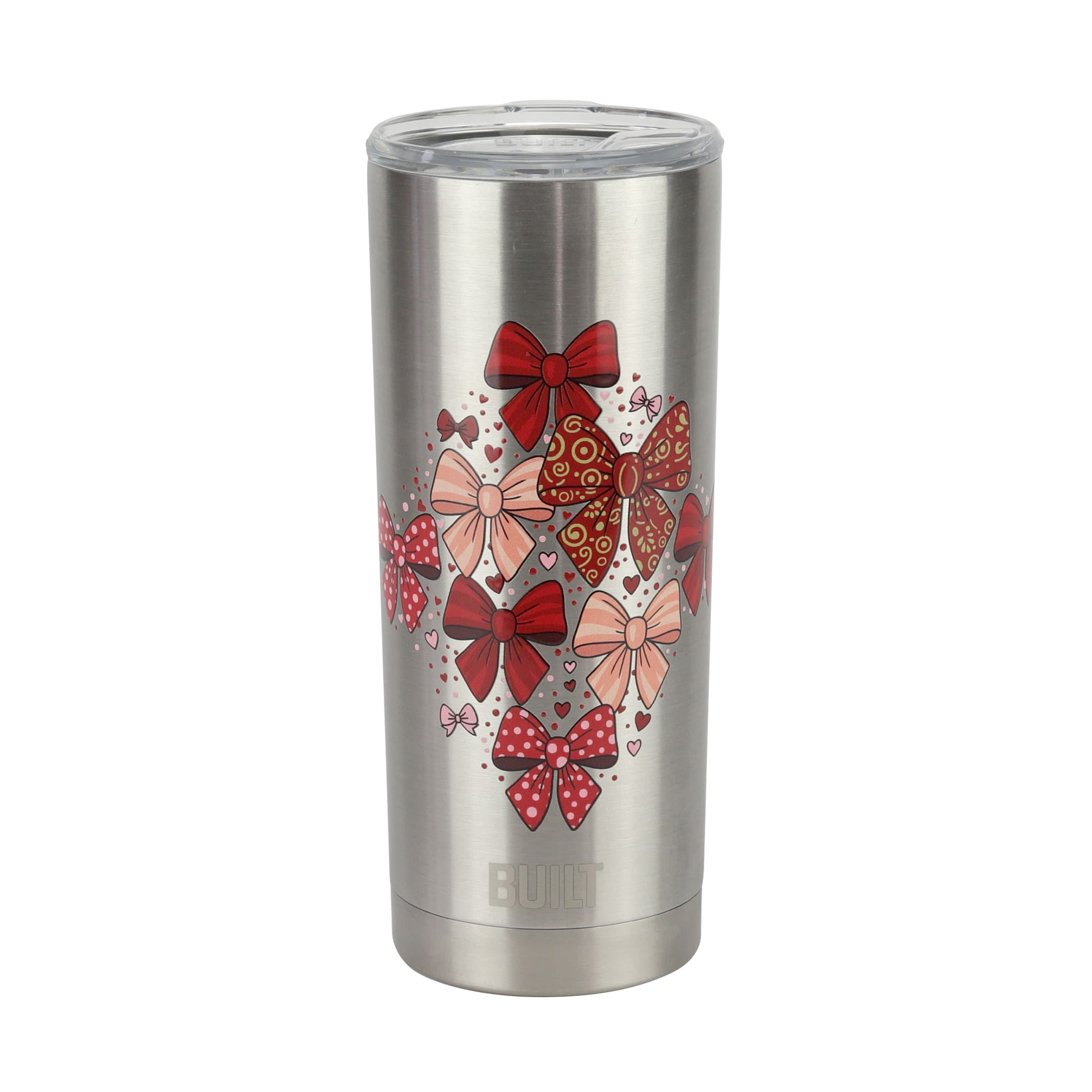 BUILT Valentine's Day Insulated Stainless Steel 20 oz Tumbler Red Bows