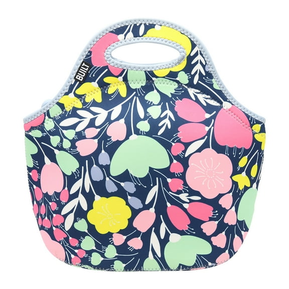 BUILT Gourmet to Go Insulated Reusable Neoprene Lunch Bag, Fun Floral