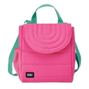 BUILT Insulated Reusable Polyester Kids Lunch Box Puffer Bag with Side Pocket, Pink