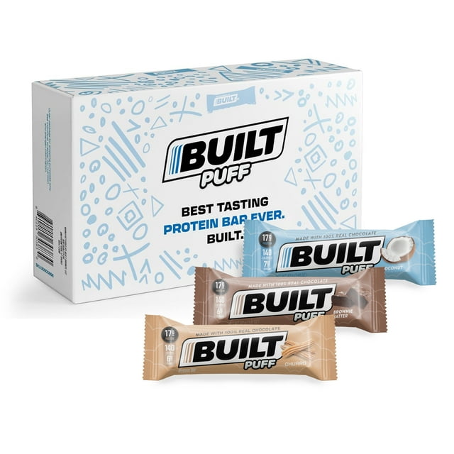 BUILT Bar Puff Protein Bar with 17g High Protein and Collagen, Gluten