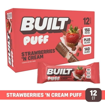 Built Bar Puff Protein Bar, Strawberries 'n Cream, 12-Pack