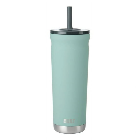 BUILT Torrent 24 oz Stainless Steel Insulated Tumbler Water Bottle with Straw and Lid, Mint