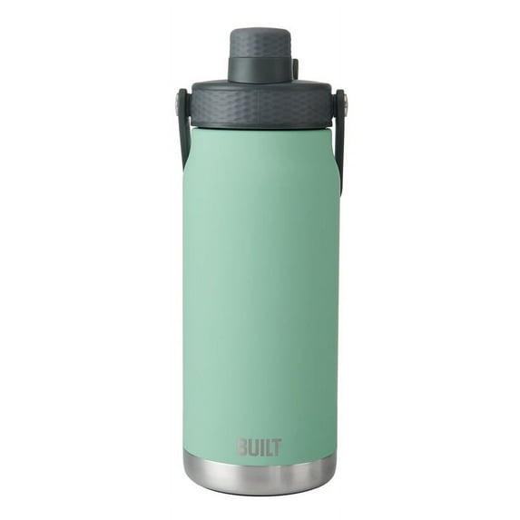 BUILT Torrent 32 oz Dual Lid Double-Wall Insulated Stainless Steel Water Bottle, Mint