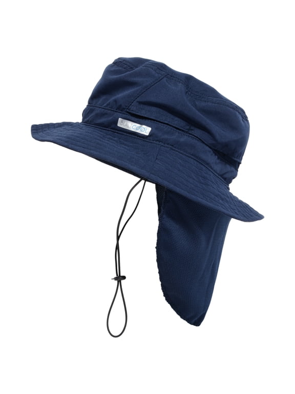 Adult Cooling Bucket Cap with Neck Shade – Boonie Hat for Fishing, Camping, and Kayaking - Large/X-Large, Navy