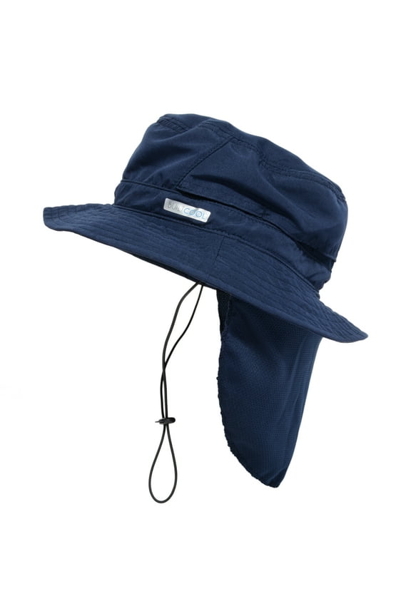 Adult Cooling Bucket Cap with Neck Shade – Boonie Hat for Fishing, Camping, and Kayaking - Large/X-Large, Navy