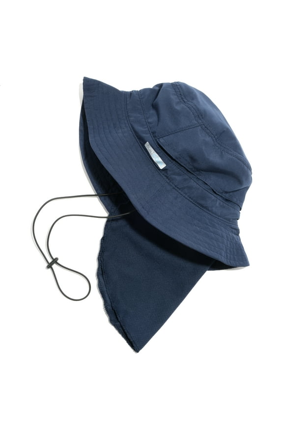 Adult Cooling Bucket Cap with Neck Shade – Boonie Hat for Fishing, Camping, and Kayaking - Medium/Large, Navy