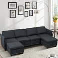 thumbnail image 1 of BUIORD 100" Modular Sectional Sofa with Storage, 6 Seat Couches and Sofas for Living Room, U-Shaped Sectional Couch with Reversible Chaises, Dark Grey, 1 of 10