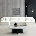 thumbnail image 1 of BUIORD 150" Modular Sectional Sofa, Oversize U-Shaped Sofa and Couch with Reversible Ottoman, 6-Seat Deep Seat Sectional Couch for Living Room, Beige, 1 of 8