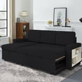 thumbnail image 1 of BUIORD 86" Convertible Sleeper Sectional Sofa with Storage Chaise, L-Shaped Couch with Pull Out Bed, Open Storage Shelf and USB, Sectional Couch for Living Room, Black, 1 of 9