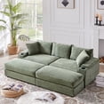 thumbnail image 1 of BUIORD 87" Sectional Couch with Ottoman, Oversized Corduroy 3-Seater Sofa with Storage Armrest and Cup Holders, Deep Seat Upholstered Couch for Living Room Bedroom, Green, 1 of 8