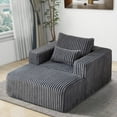 thumbnail image 1 of BUIORD Accent Chair with Ottoman, 62.5" Oversized Corduroy Single Sofa Armchair, for Living Room Bedroom, No Assembly Required, Gray, 1 of 9