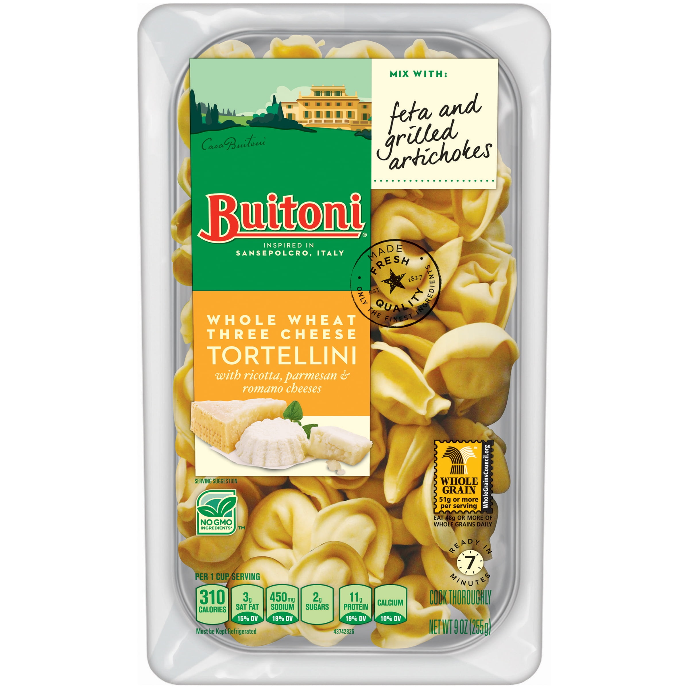 BUITONI Refrigerated Whole Wheat Three Cheese Tortellini 9 oz. Tray