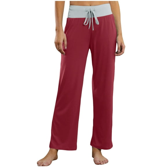 Buigttklop Pants for Women 2024 Womens Wide Leg Yoga Pants Comfy Stretch Floral Print Drawstring High Waisted Palazzo Sweatpants Sports Athletic Lounge Pants with Pockets