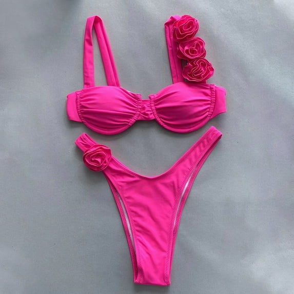 Buigttklop Swimsuit for Women 2025 Plus Size,Fashion Comfortable Solid Color Bikini Women'S Sexy Plain Color Swimsuit Bikinis Sets