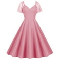 thumbnail image 1 of Buigttklop Dress for Women 2024 Women'S Solid Color Mesh Splicing Vintage Dress Puffy Dress, 1 of 5