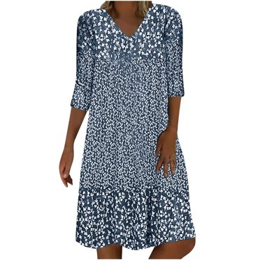 Women's Casual Dress Short Sleeves Knit T Shirt Swing Dress - Walmart.com