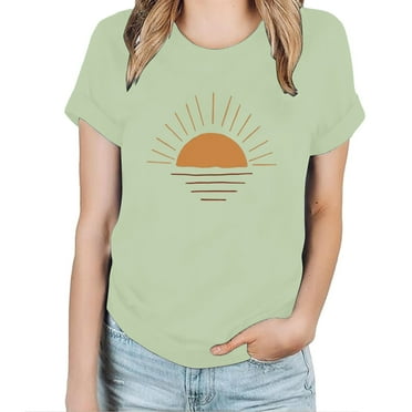 BUIgtTklOP Graphic T Shirts for Women Clearance, Women's Fashion And Leisure Daily Printed Short Sleeve Round Neck T-Shirt Top