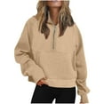 thumbnail image 1 of Buigttklop Half Zip Sweatshirts Cropped Hoodies Fleece Womens Quarter Zip Up Pullover Sweaters Fall Outfits 2024 Winter Clothes, 1 of 5