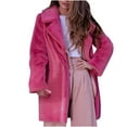thumbnail image 1 of Buigttklop Ladies Casual Solid Color Faux Plush Warm Jacket Coat, 1 of 5
