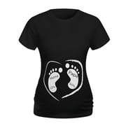 BUIgtTklOP Maternity Shirts for Women Plus Size Clearance Women Short Sleeve Print Tops T-shirt Pregnancy Clothes