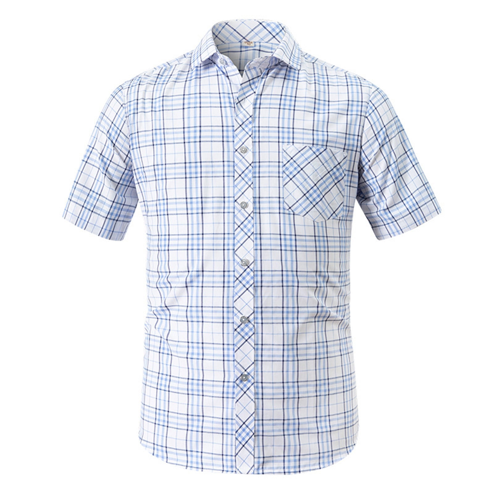 BUIgtTklOP Men's Casual Stylish Short Sleeve Button-Up Plaid Pearl Snap ...