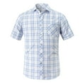 thumbnail image 1 of BUIgtTklOP Men's Casual Stylish Short Sleeve Button-Up Plaid Pearl Snap Shirts Cotton Shirt Summer Vintage Men Lightweight Shirts, 1 of 3