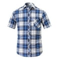 thumbnail image 1 of BUIgtTklOP Men's Casual Stylish Short Sleeve Button-Up Plaid Pearl Snap Shirts Cotton Shirt Summer Vintage Men Lightweight Shirts, 1 of 2