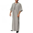 thumbnail image 1 of Buigttklop Men'S Long Sleeve Shirts,Men'S Muslim Robe Set Arab Middle Robe Long Sleeve Standing Neck Pocket Button Casual Robe, 1 of 3