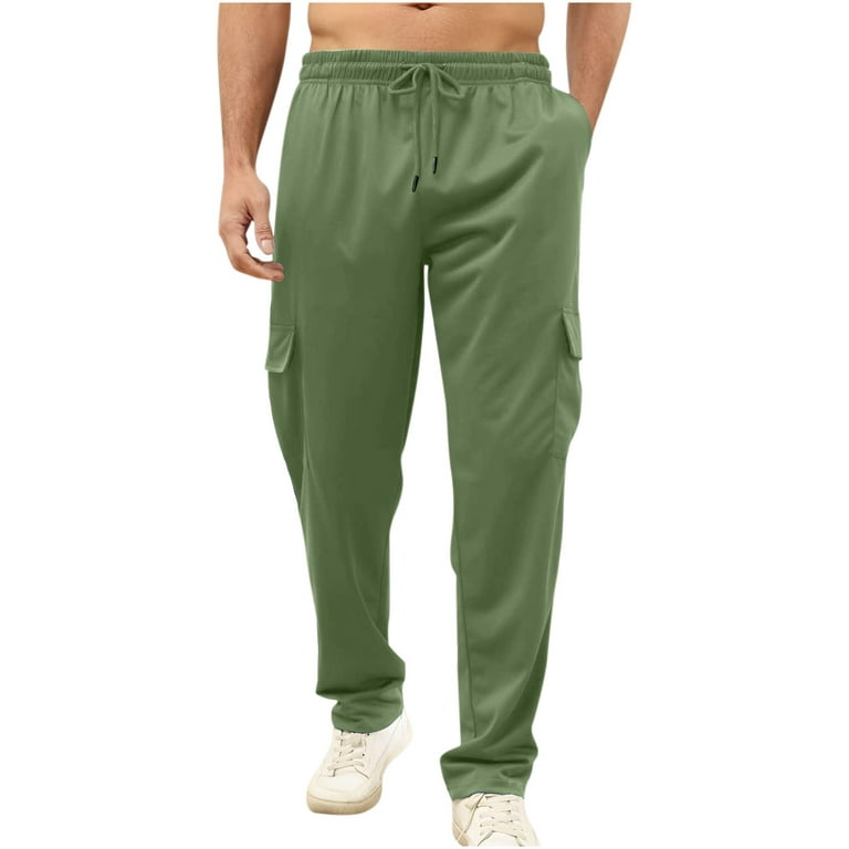 BUIgtTklOP Men's Pants Clearance,Men Solid Casual Pockets Outdoor Straight  Type Fitness Pants Sport Pants Trousers 