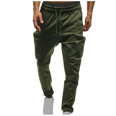 BUIgtTklOP Mens Pants Clearance Sale Men's Drawstring Elastic Waist Multi-Pocket Casual Length Pants