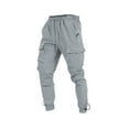thumbnail image 1 of Buigttklop Mens Pants Men'S Drawstring Elastic Waist Multi-Pocket Casual Sweat Length Pants, 1 of 6