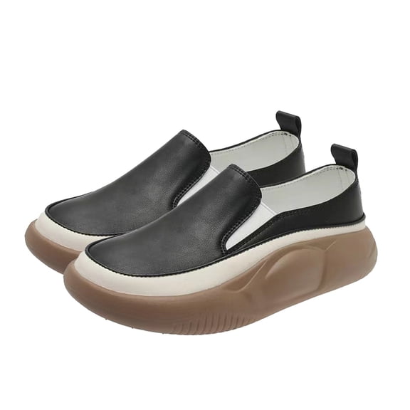 BUIgtTklOP New Casual Loafers Women's Thick Bottom One Foot Stirrup Maternity Shoes Soft Leather Retro Single Shoes Women's Shoes Casual Shoes