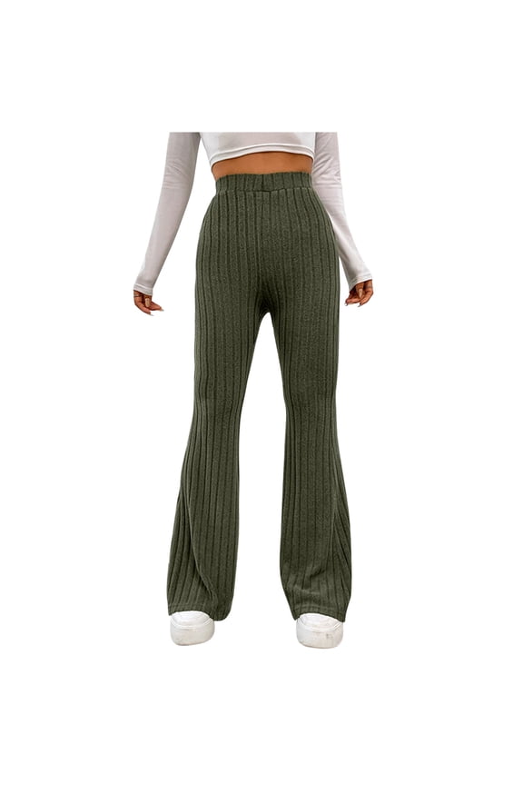Pants for Women 2024 Women'S Fall/Winter Casual Loose Solid Color Wide Strip Elastic-Waist Pants
