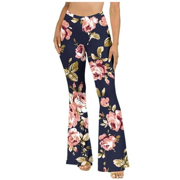 BUIgtTklOP No Boundaries Pants for Women Clearance Women's Boho Hippie High Waist Wide Leg Long Flared Bell Bottom Pants