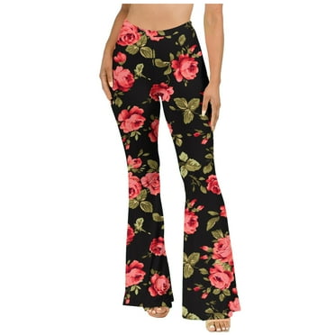 BUIgtTklOP No Boundaries Pants for Women Clearance Women's Boho Hippie High Waist Wide Leg Long Flared Bell Bottom Pants