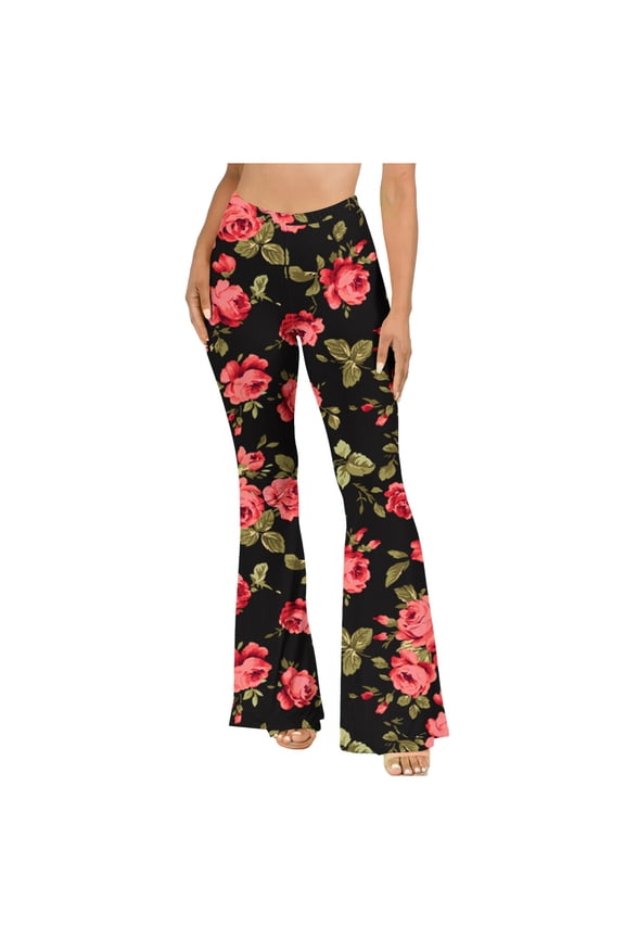 Pants for Women Women'S Boho Hippie High Waist Wide Leg Long Flared Bell Bottom Pants