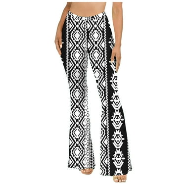 BUIgtTklOP No Boundaries Pants for Women Clearance Women's Boho Hippie High Waist Wide Leg Long Flared Bell Bottom Pants