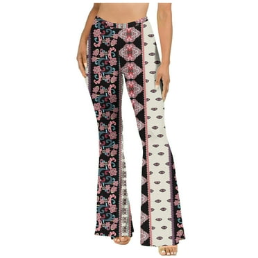 BUIgtTklOP No Boundaries Pants for Women Clearance Women's Boho Hippie High Waist Wide Leg Long Flared Bell Bottom Pants