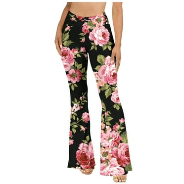 BUIgtTklOP No Boundaries Pants for Women Clearance Women's Boho Hippie High Waist Wide Leg Long Flared Bell Bottom Pants