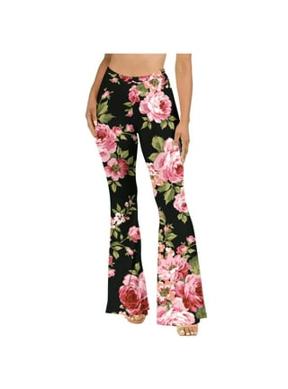 Women Fashion Long Bottom Flared Pants High Waist Floral Hippie Print  Trousers Women's Plus Leggings, Blue, Small : : Clothing, Shoes &  Accessories